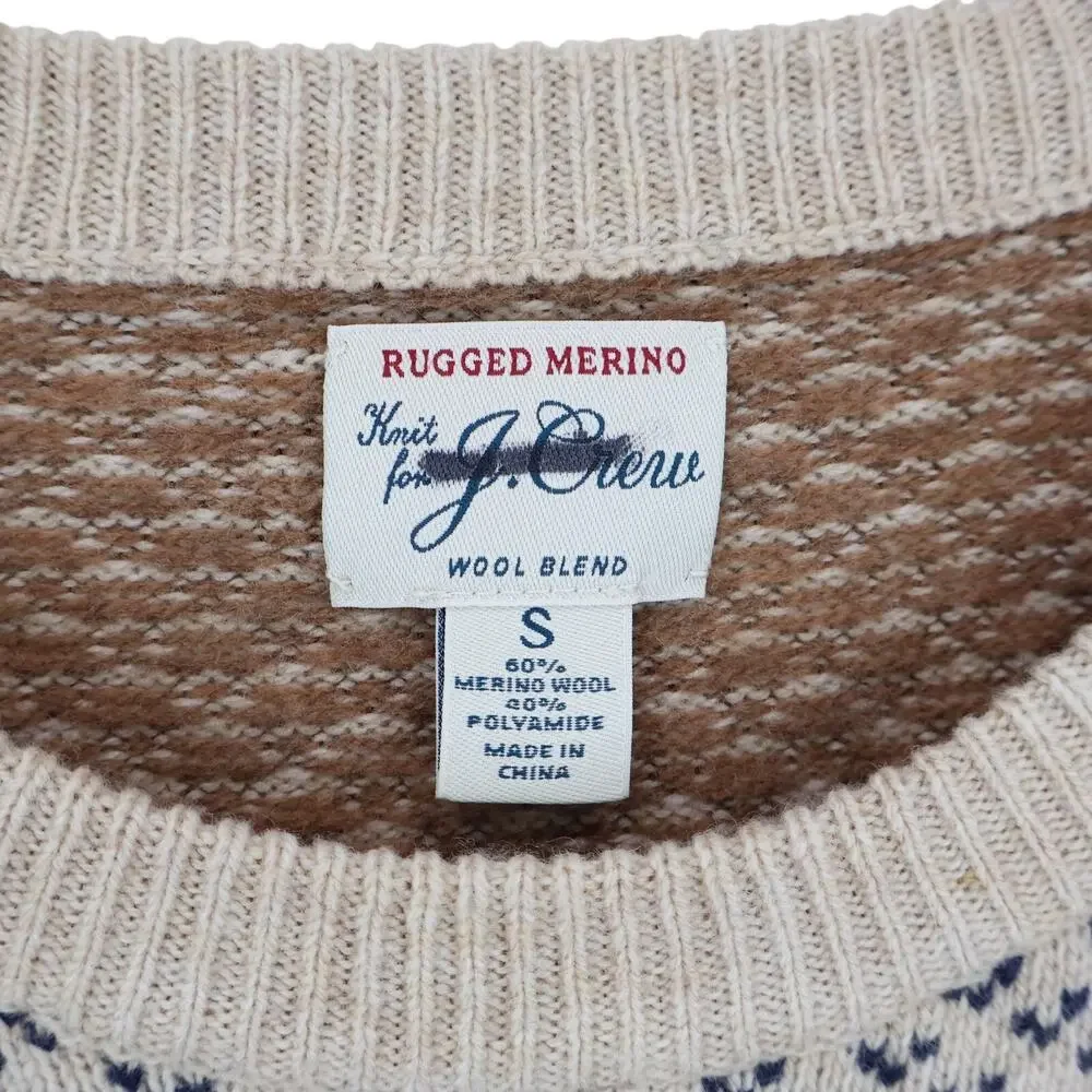 NWOT J.Crew Men's Rugged Merino Wool-Blend Bird's-Eye Sweater Multicolor Small